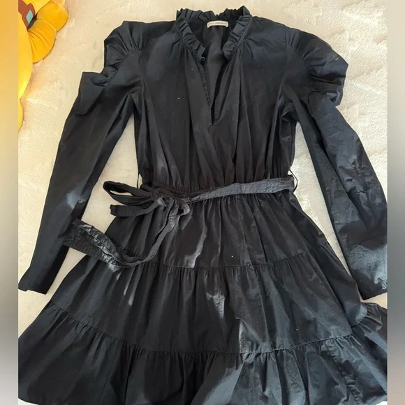 ULLA JOHNSON NAIMA black long sleeve DRESS Size 6 - Picture 1 of 4